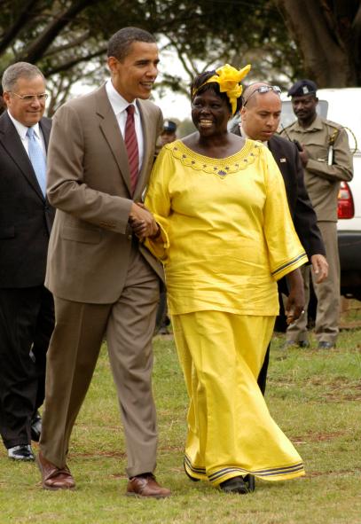 Maathai and Obama in Nairobi photo by Fredrick Onyango