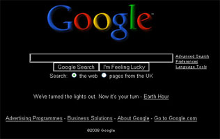 Google UK Marks Earth Hour Google UK Marks Earth Hour