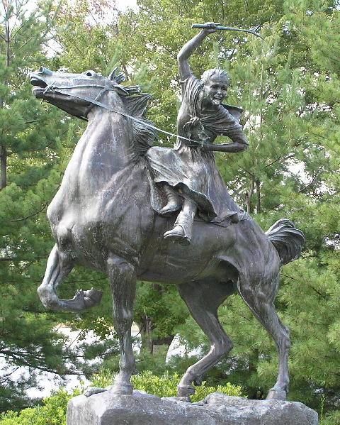 Equestrian statue of Sybil Ludington in Carmel, New York by Anna Hyatt Huntington